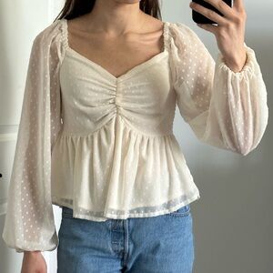 Japna Cream Ruched Blouse